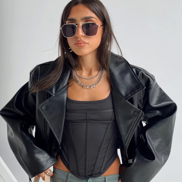 Lioness Jackets & Blazers - Lioness Black Staten Island Vegan Leather Jacket